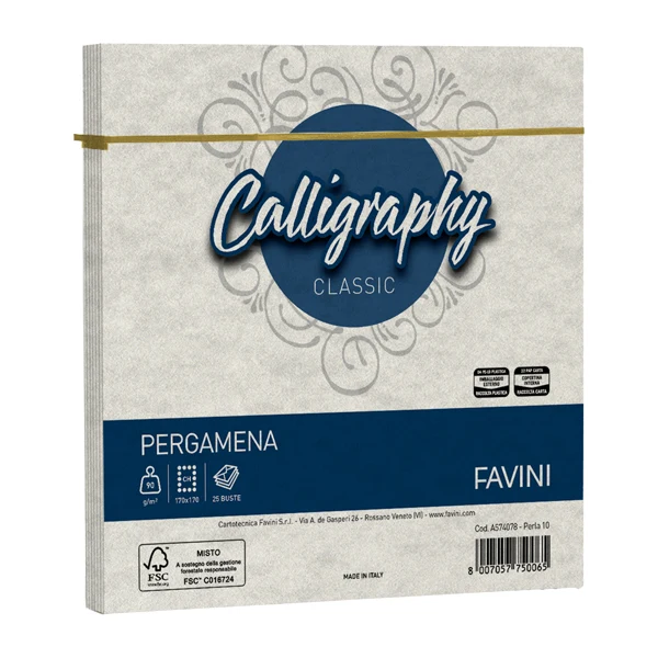 FAVINI - A574078 - Busta Calligraphy Pergamena - 170 x 170 mm - 90 gr - perla 10 - Favini - conf. 25 pezzi - 100416 - Conf. da 1 Pz.