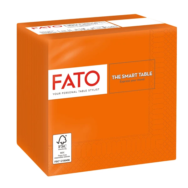 FATO - 82544003 - Tovagliolo - carta - 24 x 24 cm - 2 veli - arancio - Fato - conf. 100 pezzi - 96615 - Conf. da 1 Pz.