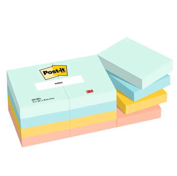 POST-IT - 7100290157 - Blocco Post-it - 653-BEA - 38 x 51 mm - 100 fogli - colori Beachside - Post-it - conf. 12 pezzi - 95657 - Conf. da 1 Pz.
