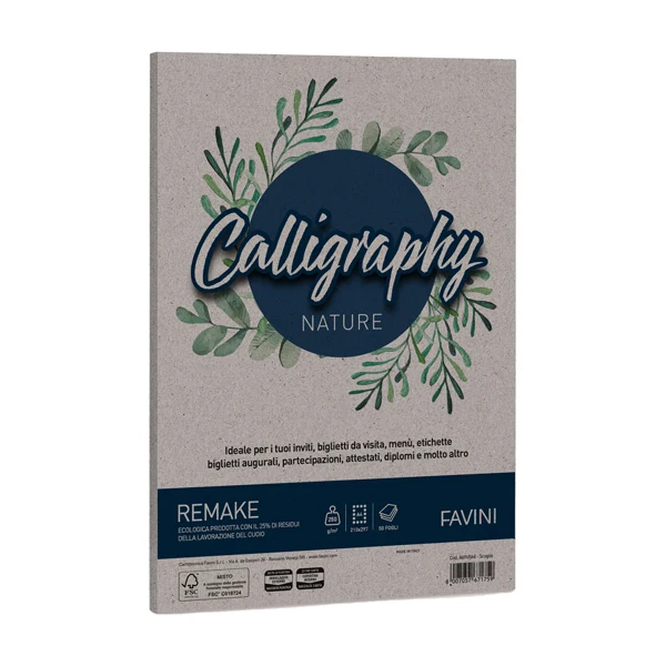 FAVINI - A69U564 - Carta Calligraphy Nature Remake - A4 - 250 gr - scoglio - Favini - conf. 50 fogli - 94640 - Conf. da 1 Pz.