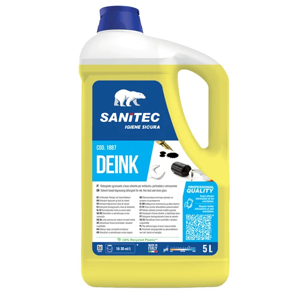 Sanitec - 1887 - Detergente sgrassante Deink - 5 L - non profumato - Sanitec - 91743 - Conf. da 1 Pz.