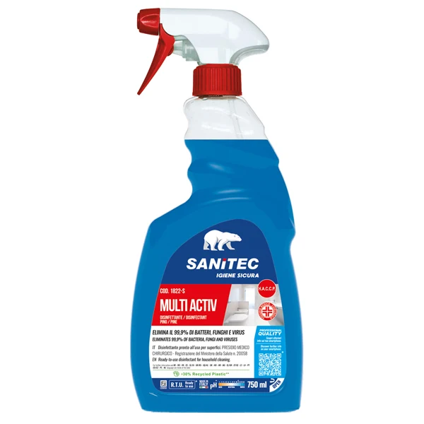 Sanitec - 1822-S - Sgrassatore disinfettante Multi Activ - trigger 750 ml - pino - Sanitec - 91733 - Conf. da 1 Pz.