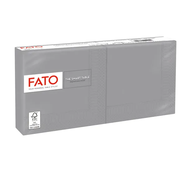 FATO - 82237003 - Tovagliolo - carta - 24 x 24 cm - 2 veli - grigio - Fato - conf. 100 pezzi - 91339 - Conf. da 1 Pz.