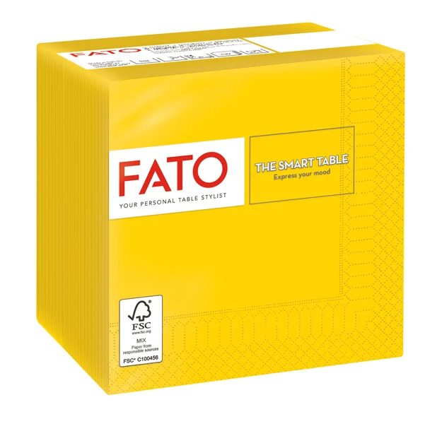 FATO - 82221003 - Tovagliolo - carta - 24 x 24 cm - 2 veli - giallo - Fato - conf. 100 pezzi - 91338 - Conf. da 1 Pz.