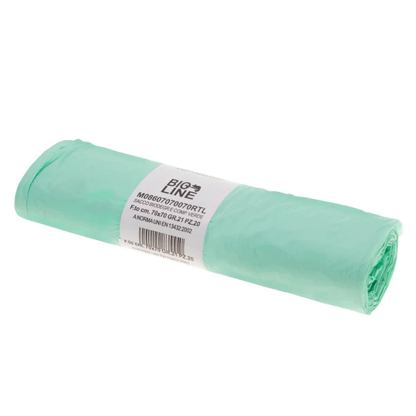 No Brand - H1O021R - Sacchi bio - 70x70 cm - 70 L - 18 micron - verde - conf. 20 pezzi - 91326 - Conf. da 1 Pz.