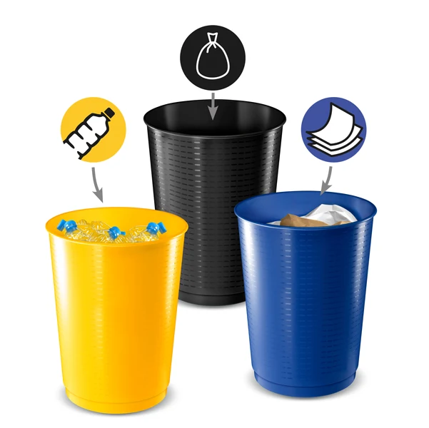 CEP - 1013331451 - Cestino raccolta differenziata - 40 L - giallo-blu-nero - Cep - set 3 pezzi - 90198 - Conf. da 1 Pz.