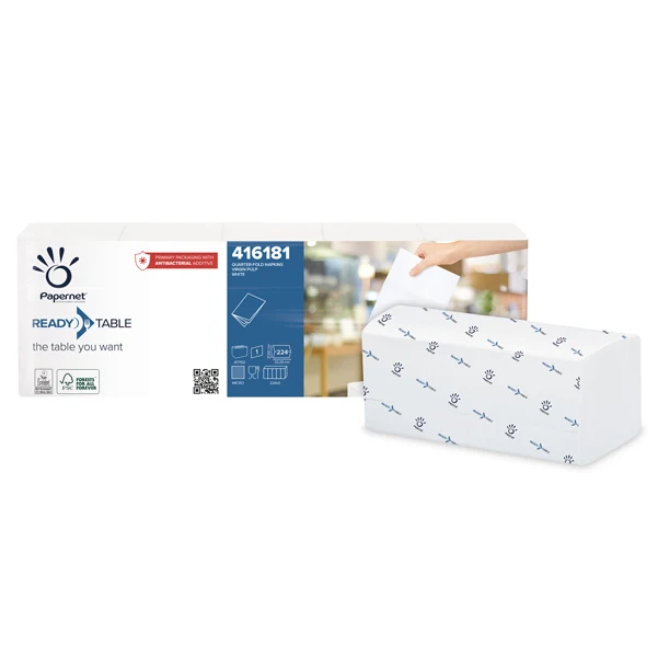 PAPERNET - 416181 - Tovaglioli interfogliati 1-4 Fold - 33 x 22 cm - monovelo - bianco - Papernet - conf. 224 pezzi - 89473 - Conf. da 5 Pz.