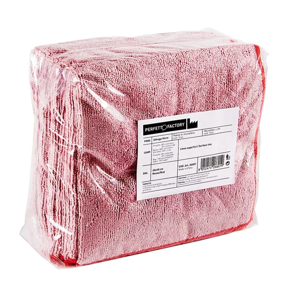 PerfettoFactory - 26601 - Panni microfibra Ultrega - 40 x 40 cm - rosso - PerfettoFactory - conf. 10 pezzi - 89409 - Conf. da 1 Pz.