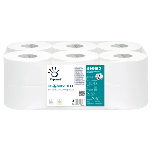 PAPERNET - 416162 - Carta igienica Mini Jumbo - 8,9 cm x 300 mt - diametro 20 cm - goffratura micro - 26 gr - Papernet - 89381 - Conf. da 12 Pz.