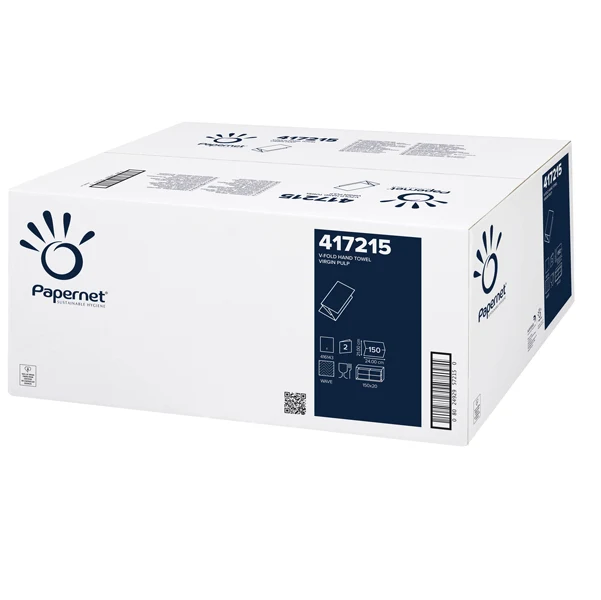 PAPERNET - 417215 - Asciugamani piegati a V - 2 veli - 18 gr - goffratura a onda - 24 x 21 cm - bianco - Papernet - conf. 150 pezzi - 89377 - Conf. da 20 Pz.