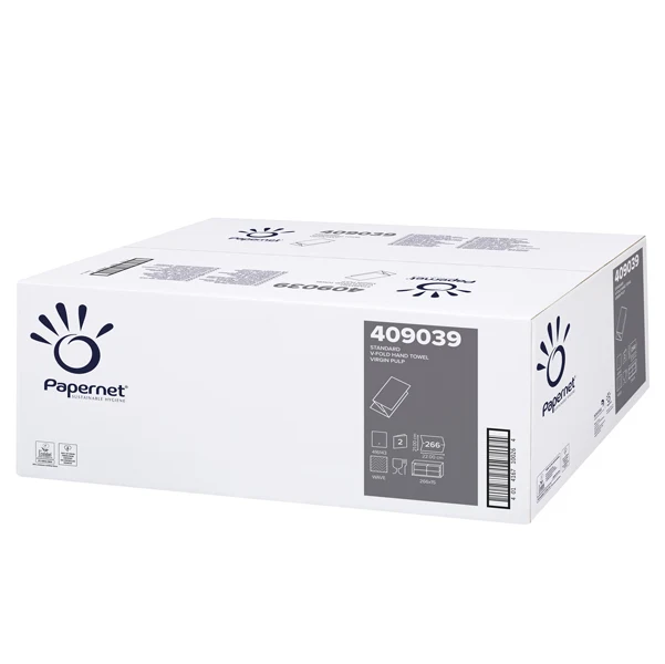 PAPERNET - 409039 - Asciugamani piegati a V - 22 x 21 cm - 18 gr - goffrata onda - bianco - Papernet - conf. 266 pezzi - 86818 - Conf. da 15 Pz.