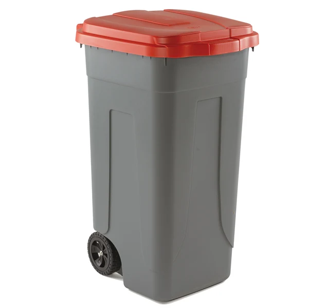 Mobil Plastic - 100-GRC-ROB - Bidone mobile - 49x54x85 cm - con chiusura a clip - 100 L - grigio-rosso - Mobil Plastic - 86732 - Conf. da 1 Pz.
