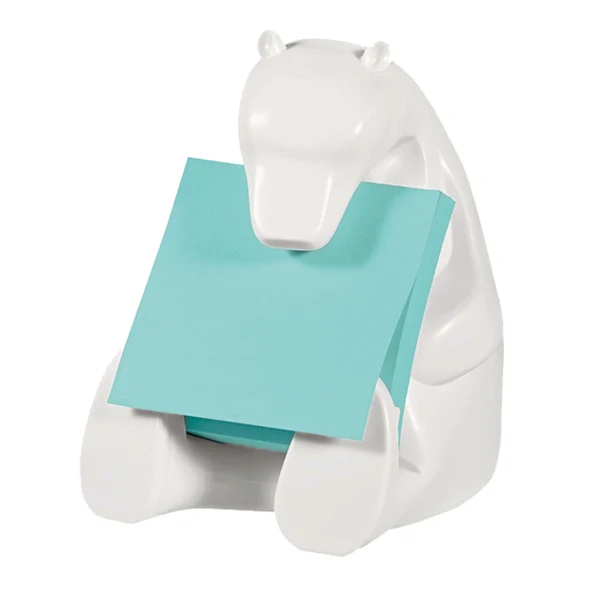 POST-IT - 7100285519 - Dispenser orso bianco + ricarica Post-it Super Sticky Z Notes azzurro - BEAR-330 - 76 x 76 mm - 90 fogli - Post-it - 83170 - Conf. da 1 Pz.