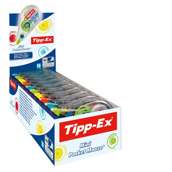 TIPP-EX - 926397 - Correttore a nastro Mini Pocket Mouse - 5 mm x 6 mt - colori assortiti - Tipp-Ex - conf. 10 pezzi - 83120 - Conf. da 1 Pz.