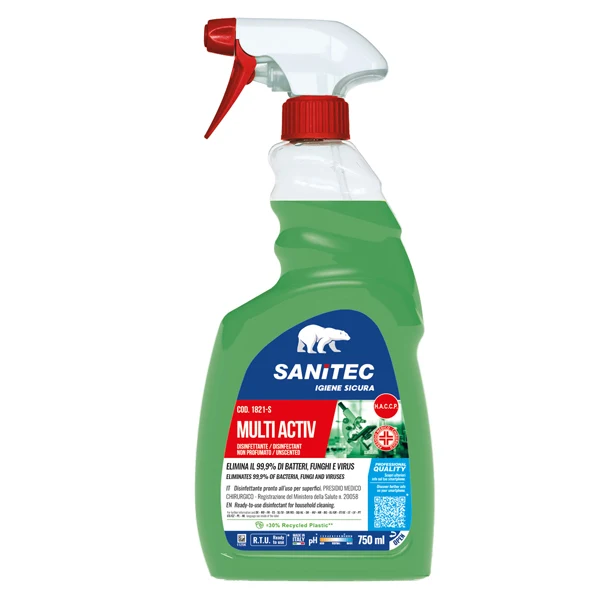 Sanitec - 1821-S - Sgrassatore disinfettante Multi Activ - trigger 750 ml - non profumato - Sanitec - 82744 - Conf. da 1 Pz.
