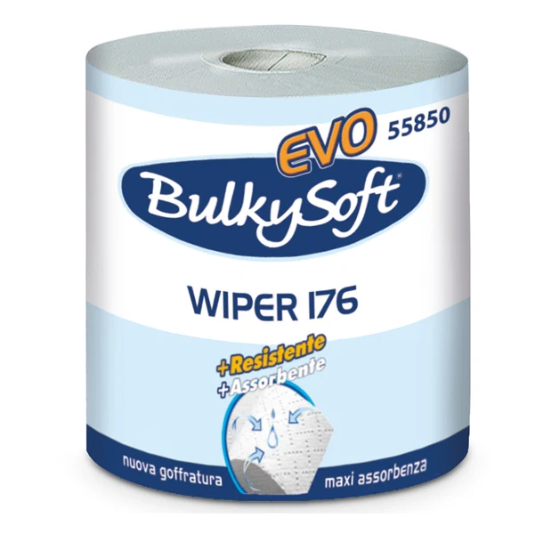 BulkySoft - 55850 - Bobina asciugatutto Classic - 2 veli - 26 cm x 176 mt - diametro 26 cm - 18 gr - microgoffrata - bianco - BulkySoft - 82475 - Conf. da 2 Pz.