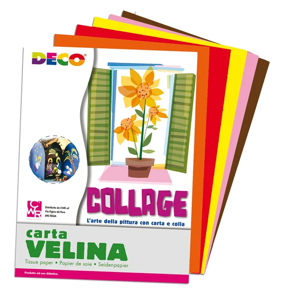DECO - 10732 - Carta velina - 50 x 76 cm - 20 gr - 5 colori caldi - Deco - busta 25 fogli - 82003 - Conf. da 1 Pz.