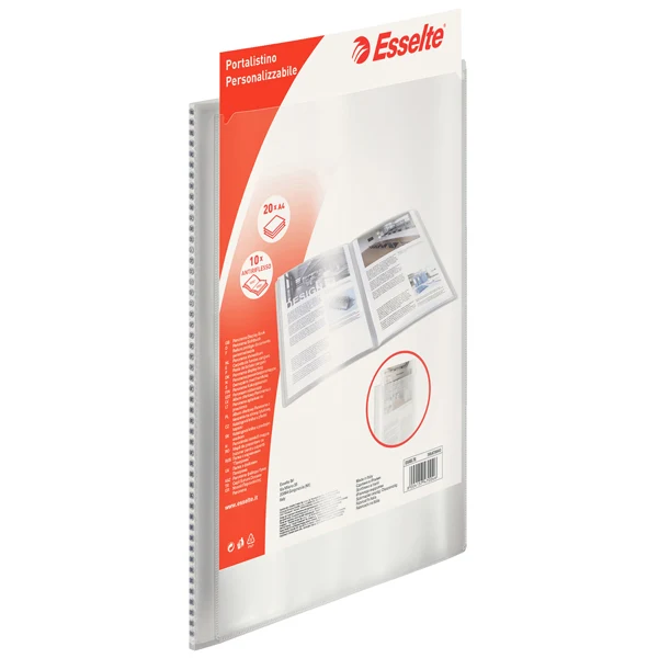ESSELTE - 395478040 - Portalistini personalizzabile - 22x30 cm - 80 buste antiriflesso - trasparente - Esselte - 80592 - Conf. da 1 Pz.