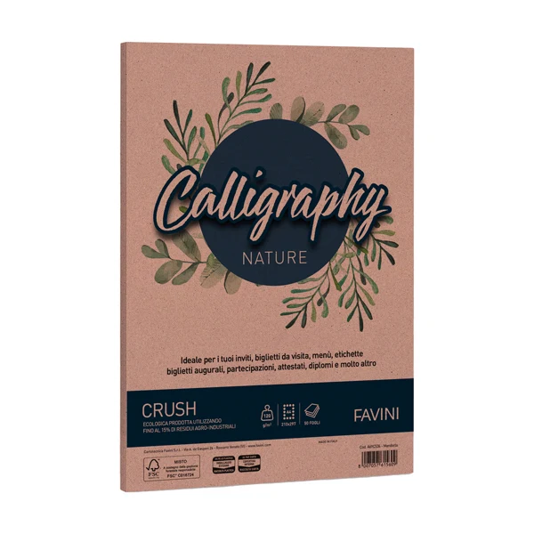 FAVINI - A69C534 - Carta Calligraphy Nature Crush - A4 - 120 gr - mandorla - Favini - conf. 50 fogli - 79782 - Conf. da 1 Pz.