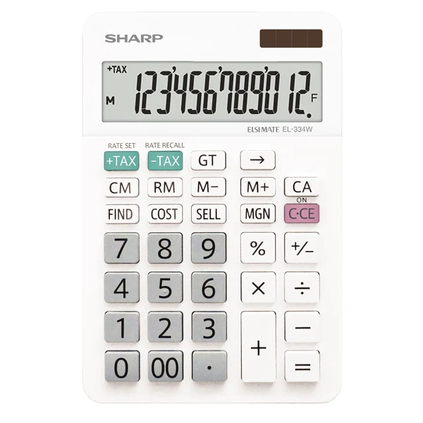SHARP - EL-334W - Sharp - Calcolatrice da Tavolo EL-334W - con cavalletto - 12 cifre - EL-334W - SHAEL334W - Conf. da 1 Pz.