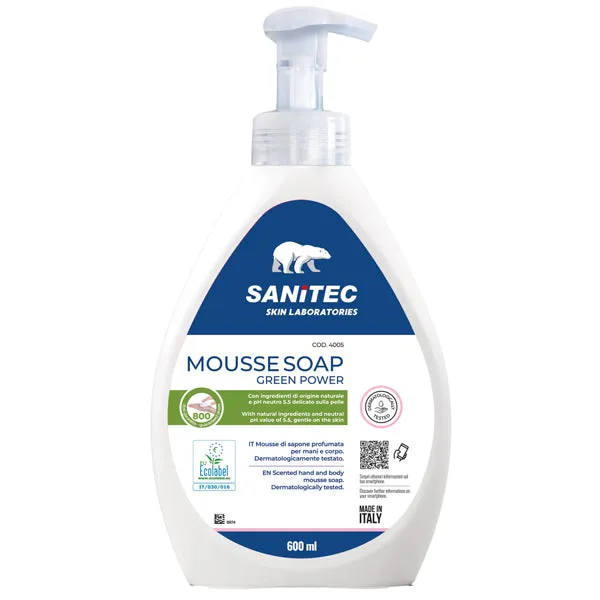 Sanitec - 4005 - Sapone in mousse Green Power - dispenser 600 ml - floreale - Sanitec - 99422 - Conf. da 1 Pz.