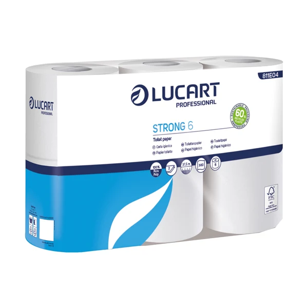 Lucart - 811E04J - Carta igienica Strong 6 - 2 veli - 300 strappi - bianco - Lucart - pacco 6 rotoli - 98555 - Conf. da 1 Pz.