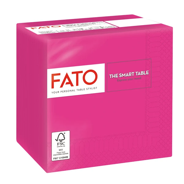 FATO - 82545003 - Tovagliolo - carta - 24 x 24 cm - 2 veli - fucsia - Fato - conf. 100 pezzi - 96616 - Conf. da 1 Pz.