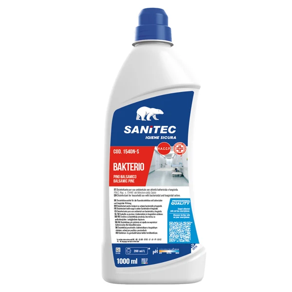 Sanitec - 1540N-S - Detergente disinfettante Bakterio - 1 L - pino balsamico - Sanitec - 86246 - Conf. da 1 Pz.