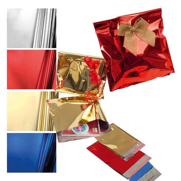 PNP - U-814ARRYO7RO - Busta regalo - con patella adesiva - 25 x 40 + 5 cm - 30 micron - PPL - metal lucido - rosso - PNP - conf. 50 pezzi - 76970 - Conf. da 1 Pz.