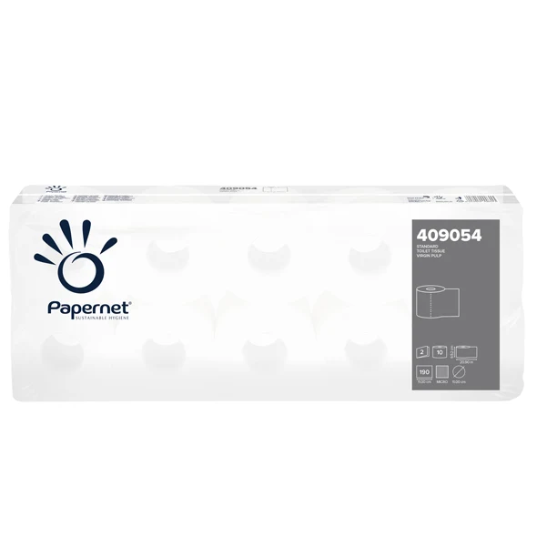 PAPERNET - 409054 - Carta igienica standard - 15,5 gr - diametro 11 cm - 9,5 cm x 21 mt - 190 strappi - Papernet - pacco 10 rotoli - 69972 - Conf. da 1 Pz.