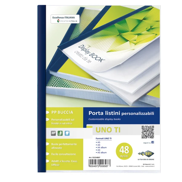 SEI ROTA - 55224807 - Portalistini personalizzabile Uno TI - 22 x 30 cm - 48 buste - blu - Sei Rota - 25889 - Conf. da 1 Pz.