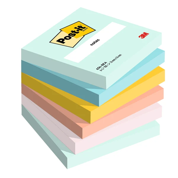 POST-IT - 7100259201 - Blocco Post-it - 654-BEA - 76 x 76 mm - colori Beachside - 100 fogli - Post-it - conf. 6 pezzi - 95658 - Conf. da 1 Pz.