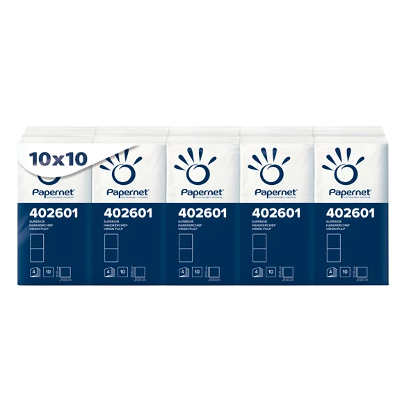 PAPERNET - 402601 - Pacchetti da 10 fazzoletti - 4 veli - Papernet - conf. 10 pezzi - 57510 - Conf. da 1 Pz.