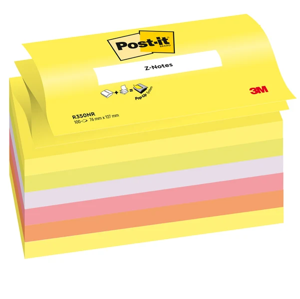 POST-IT - 7100172323 - Blocco Post-it Super Sticky Z Notes - R350NR - 76 x 127 mm - assortiti neon - 100 fogli - Post-it - 47469 - Conf. da 6 Pz.