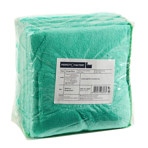 PerfettoFactory - 26603 - Panni microfibra Ultrega - 40 x 40 cm - verde - PerfettoFactory - conf. 10 pezzi - 89411 - Conf. da 1 Pz.