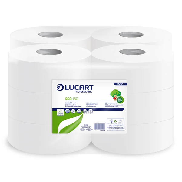 Lucart - 812126P - Carta igienica Eco Mini Jumbo - 2 veli - 15 gr - diametro 18 cm - 9,1 cm x 150 mt - Lucart - 82490 - Conf. da 12 Pz.