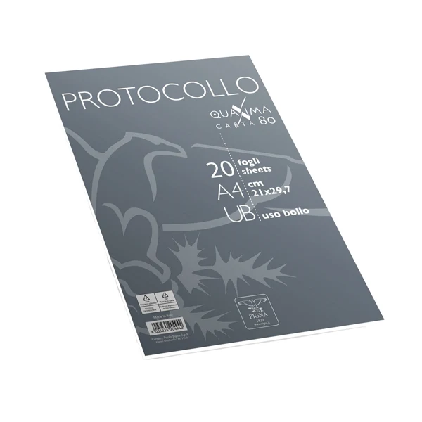 PIGNA - 0232264UB - Fogli protocollo Quaxima - A4 - uso bollo - 80 gr - Pigna - conf. 20 pezzi - 98515 - Conf. da 1 Pz.