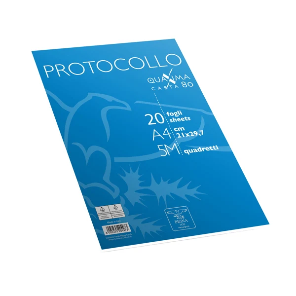 PIGNA - 02322645M - Fogli protocollo Quaxima - A4 - 5 mm - 80 gr - Pigna - conf. 20 pezzi - 98514 - Conf. da 1 Pz.
