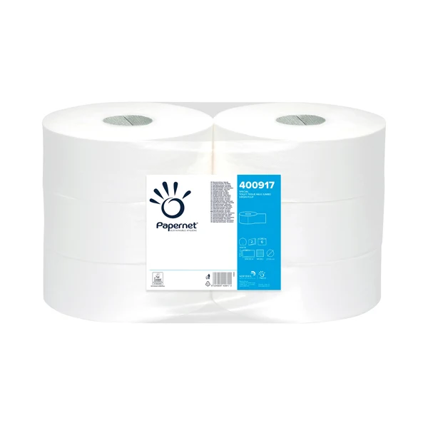 PAPERNET - 400917 - Carta igienica Maxi Jumbo - 9,5 cm x 304 m - diametro 27 cm - goffratura micro - 16,5 gr - Papernet - 73029 - Conf. da 6 Pz.