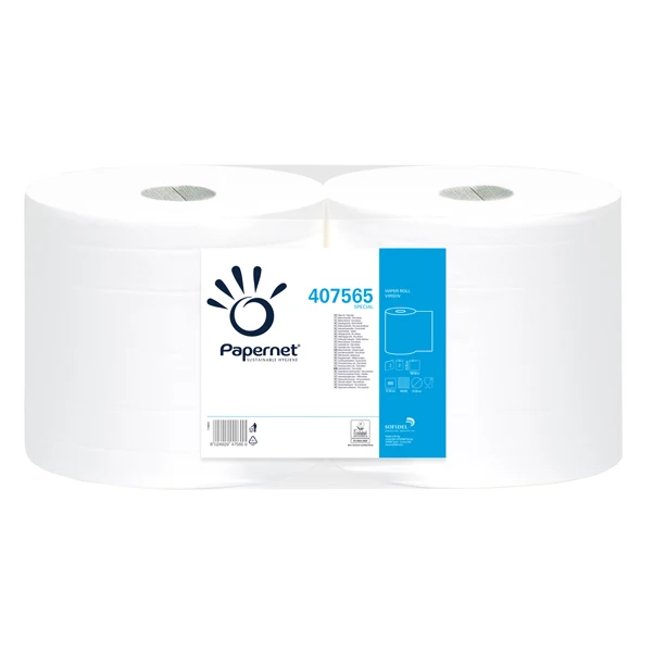 PAPERNET - 407565 - Bobina asciugatutto Special - microgoffrata - 2 veli - diametro 25 cm - 23,4 cm x 180 m - 18 gr - cellulosa - bianco - Papernet - 70865 - Conf. da 2 Pz.