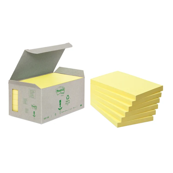 POST-IT - 7100172257 - Blocco Post-it Notes Green - 655-1B - 76 x 127 mm - giallo - 100 fogli - riciclato 100% - Post-it - 64222 - Conf. da 6 Pz.