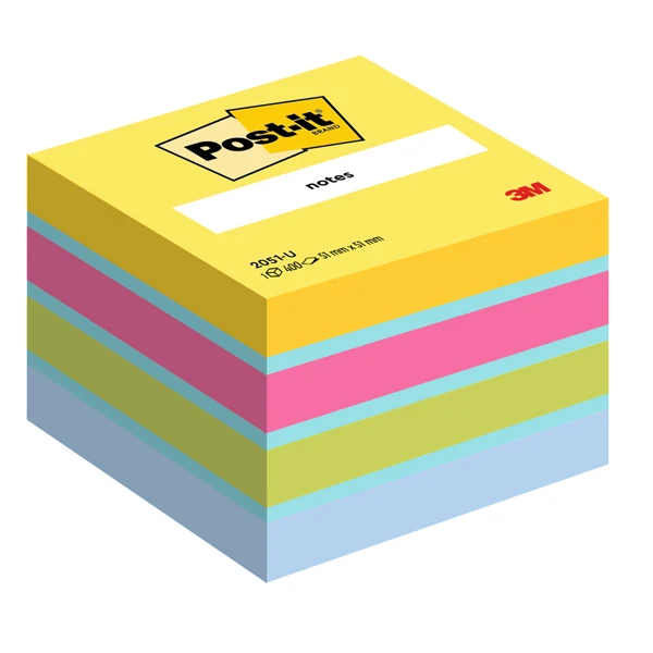 POST-IT - 7100172396 - Blocco foglietti Minicubo - 2051-U - 51 x 51 mm - 72 gr - colori assortiti - 400 fogli - Post-it - 64204 - Conf. da 1 Pz.