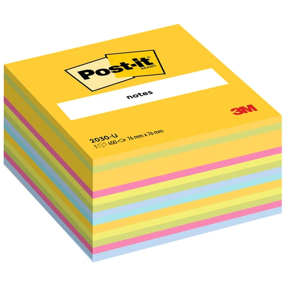 POST-IT - 7100172383 - Blocco foglietti Cubo - 2030-U UL - 76 x 76 mm - 72 gr - colori assortiti - 450 fogli - Post-it - 64202 - Conf. da 1 Pz.
