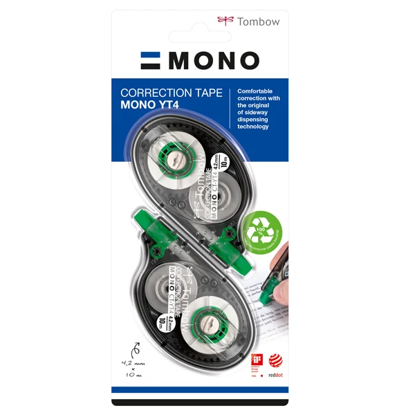 TOMBOW - PCT-YT4-2P - Correttore a nastro - 4,2mm x 10mt - Tombow - conf. 2 pezzi - 61262 - Conf. da 1 Pz.