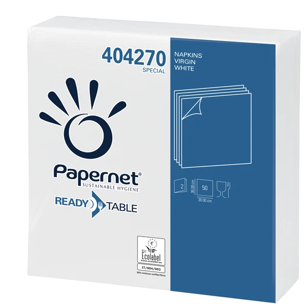 PAPERNET - 404270 - Tovagliolo - carta - 38 x 38 cm - 2 veli - bianco - Papernet - conf. 50 pezzi - 49297 - Conf. da 1 Pz.