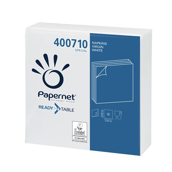 PAPERNET - 400710 - Tovagliolo - carta - 33 x 33 cm - 2 veli - bianco - Papernet - conf. 50 pezzi - 49296 - Conf. da 1 Pz.