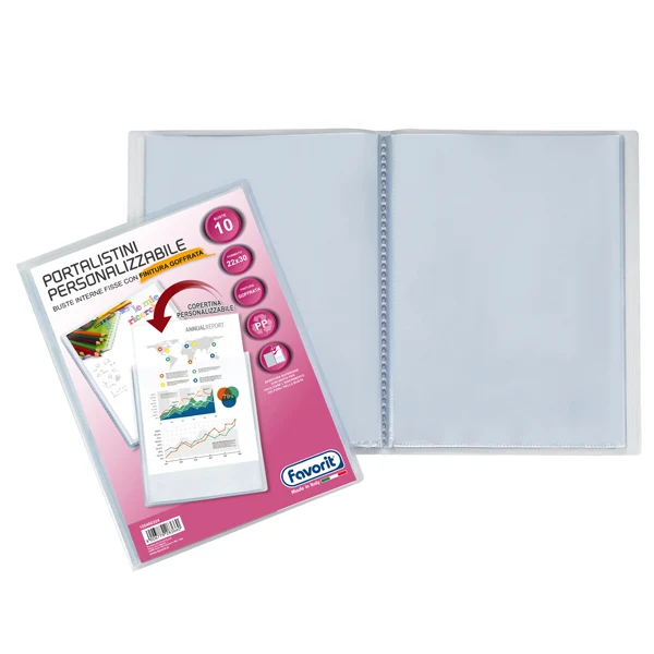 FAVORIT - 100460324 - Portalistini personalizzabile Sviluppo - buccia - 22x30 cm - 10 buste - trasparente - Favorit - 44839 - Conf. da 1 Pz.