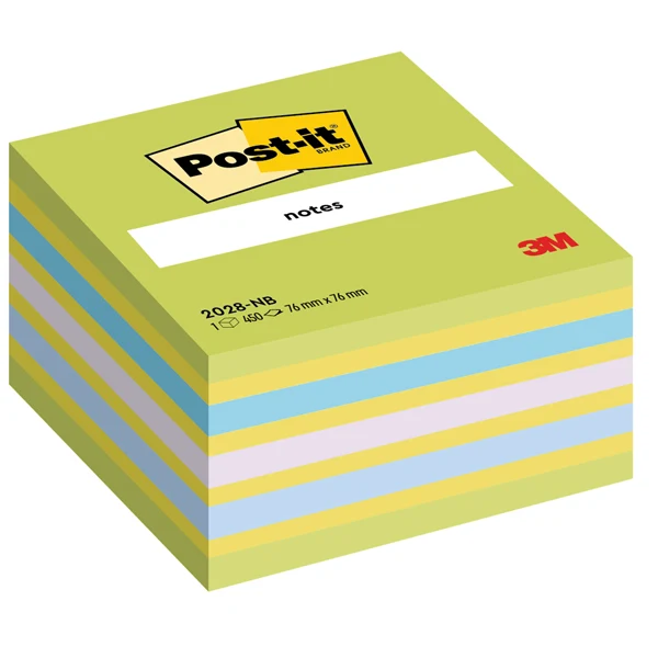 POST-IT - 7100172387 - Blocco foglietti Cubo - 2028-NB - 76 x 76 mm - 72 gr - colori assortiti - 450 fogli - Post-it - 44718 - Conf. da 1 Pz.