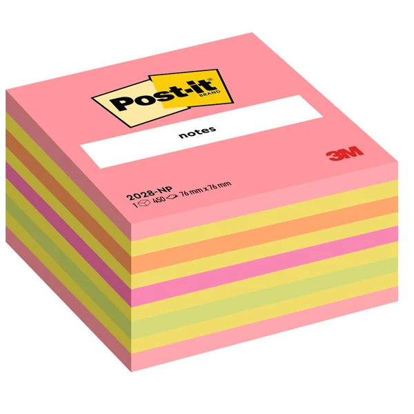 POST-IT - 7100200378 - Blocco foglietti Cubo - 2028-NP - 76 x 76 mm - 72 gr - colori assortiti - 450 fogli - Post-it - 44717 - Conf. da 1 Pz.