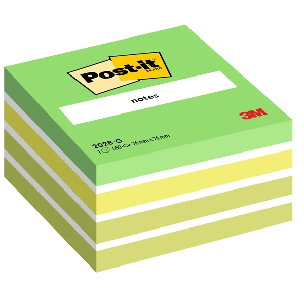POST-IT - 7100200375 - Blocco foglietti Cubo - 2028-G - 76 x 76 mm - 72 gr - colori assortiti - 450 fogli - Post-it - 44715 - Conf. da 1 Pz.